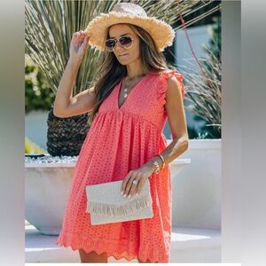 Lavender J - Eyelit dress that is a romper! Shorts under neath!